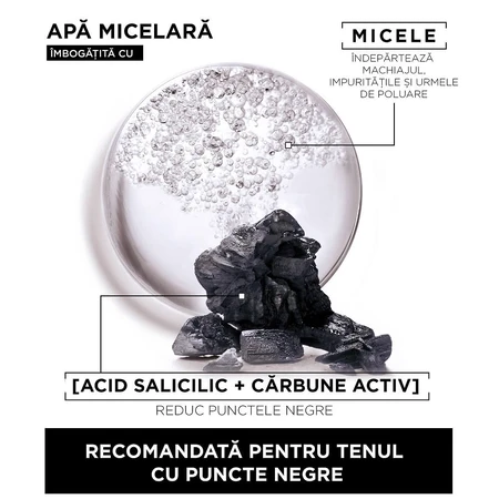 Skin Naturals Salicylic Acid and Activated Charcoal Enriched Gel Micellar Water, 400 ml, Garnier