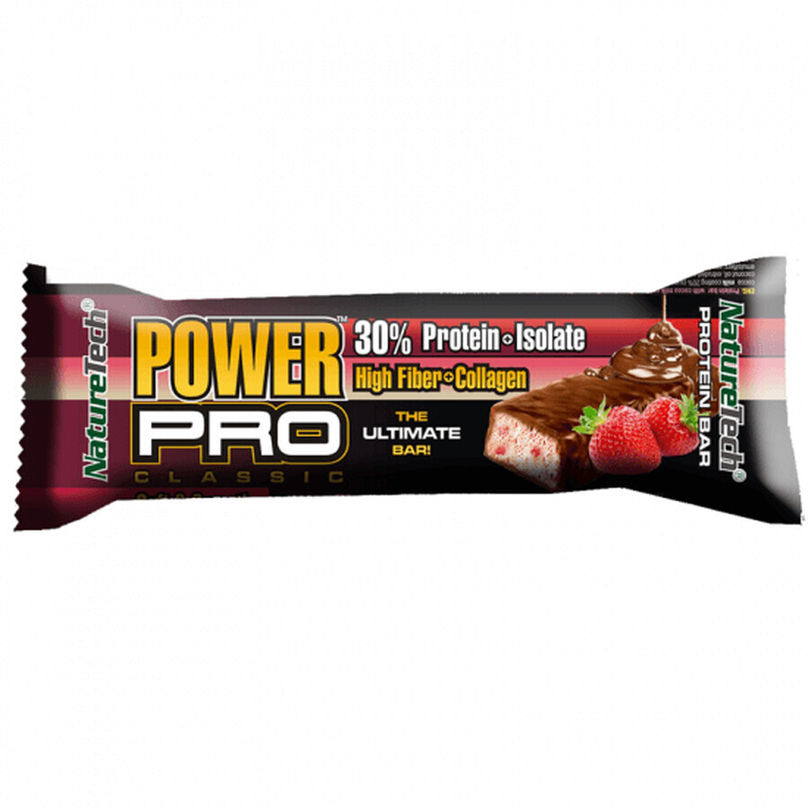 Power Pro Barrita energética de fresa y chocolate, 80 g, Nature Tech