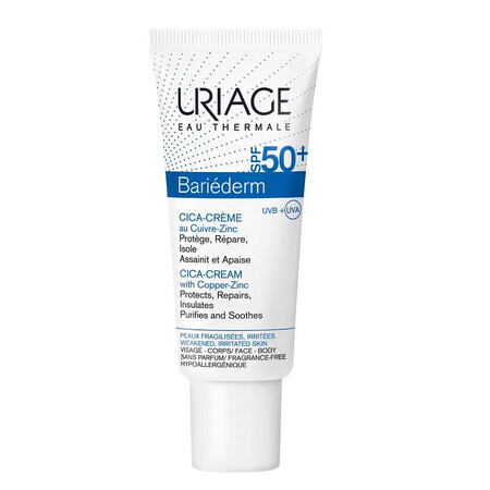 Crème met SPF 50+ Bariederm Cica, 40 ml, Uriage