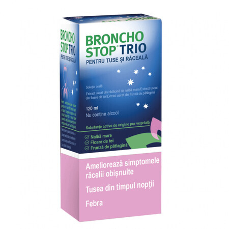 Bronchostop Trío para la tos y el resfriado solución oral, 120 ml, Kwizda Pharma