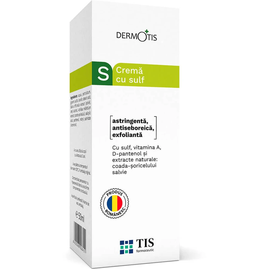 Cremă cu sulf DermoTis, 50 ml, Tis Farmaceutic