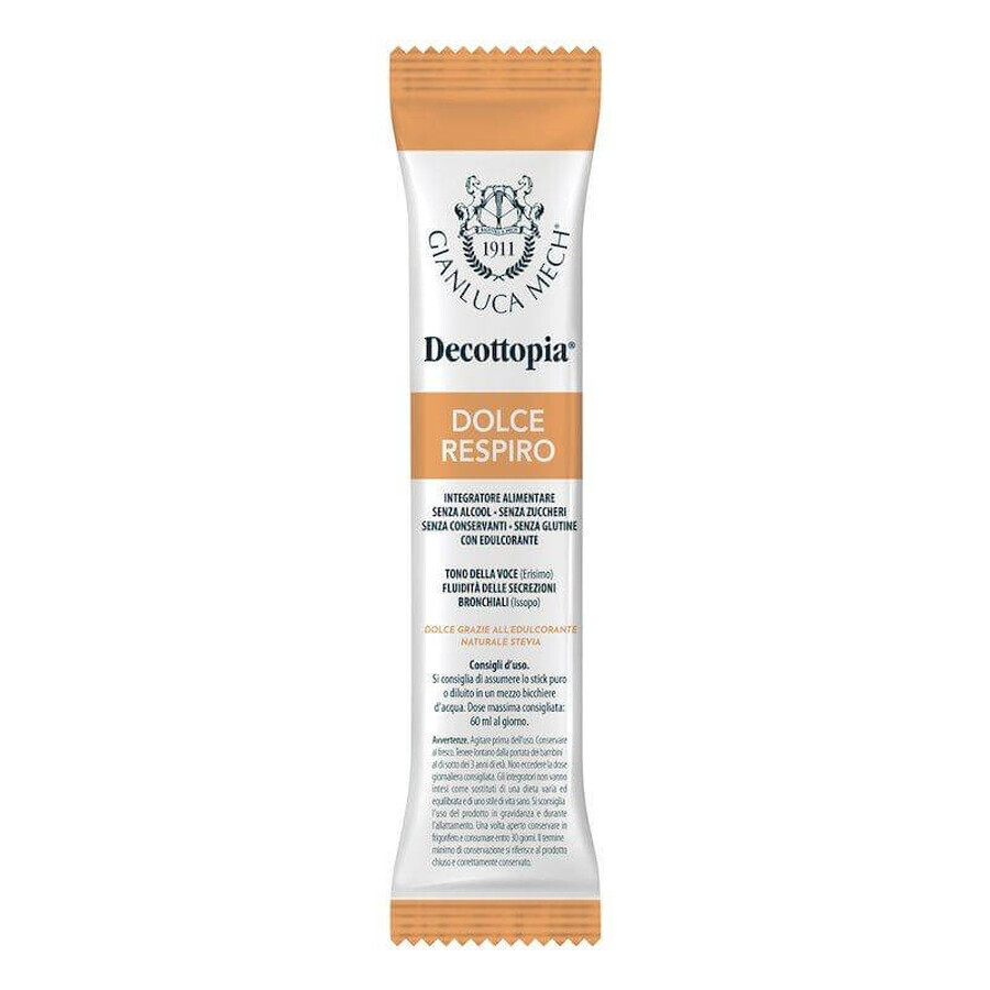 Decottopia Dolce Respiro Integratore Benessere Vie Respiratorie, 8 Stick da 30ml