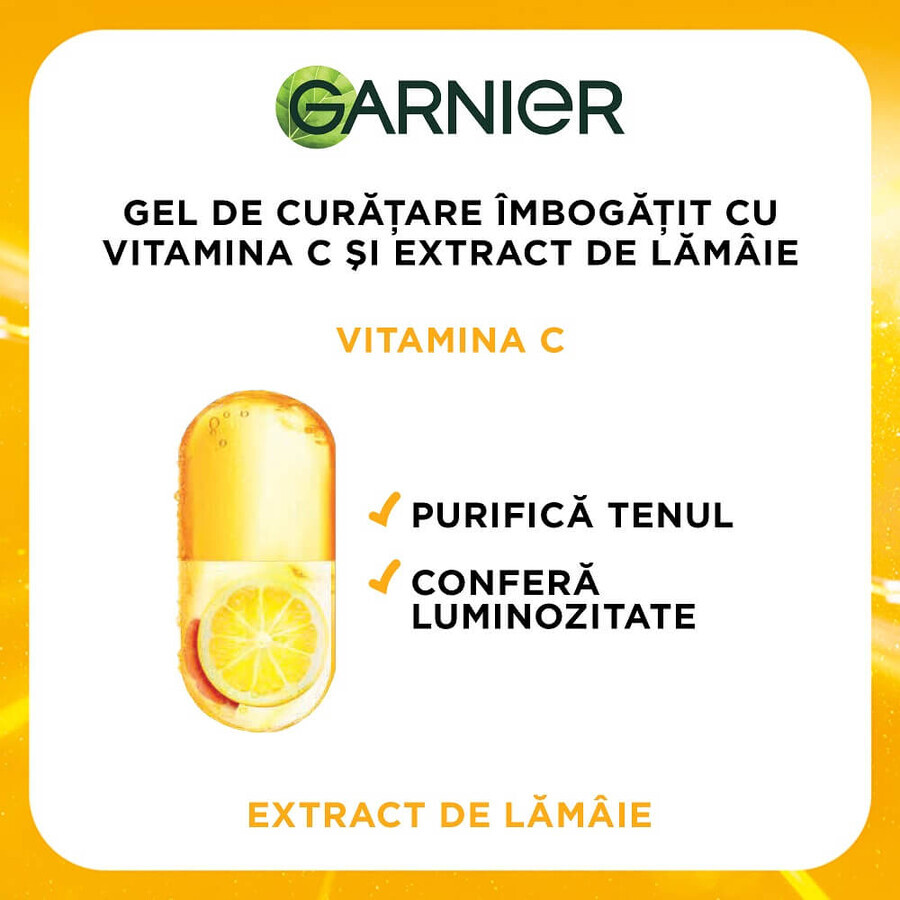 Gel limpiador enriquecido con vitamina C y extracto de limón Skin Naturals, 200 ml, Garnier