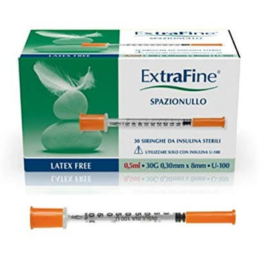 Seringă de insulină extrafină 0,5ml 30G 8mm