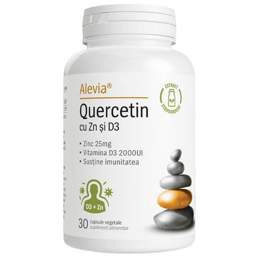 Quercetine met Zn en vitamine D3, 30 plantaardige capsules, Alevia