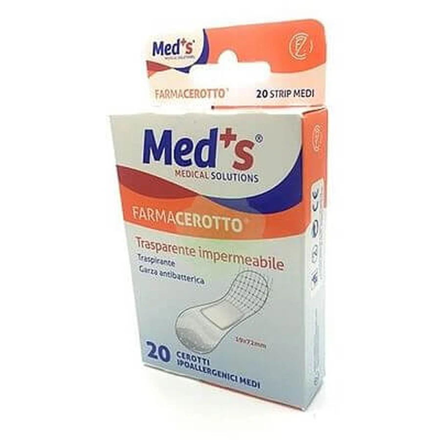 Tiras Meds Polietileno Hipoalergénico Esparadrapo Mediano 20 Piezas
