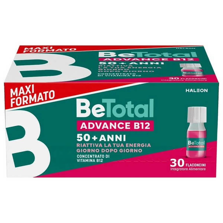 Be-Total Advance B12 Integratore Alimentare 50+ Vitamine B3 B12 Zinco - 30 Flaconcini