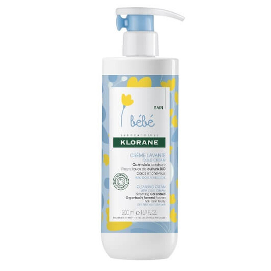 Crema detergente con Cold Cream, 500 ml, Klorane Bebe