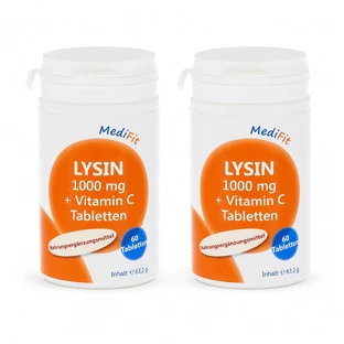 Lysin 1.000 Mg+Vitamin C Tabletten MediF 2x60 Kapseln
