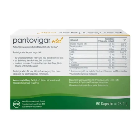 Pantovigar Vital 2x60 Cápsulas Nutrientes Capilares