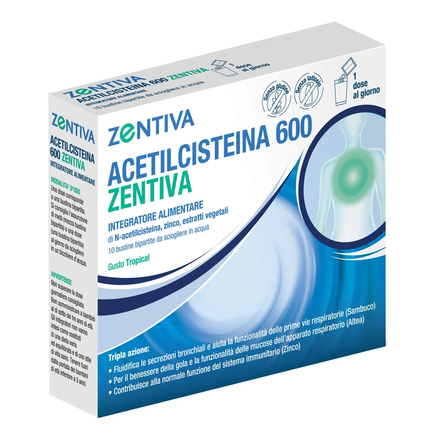Acetilcisteina 600 Zent 10 Bustine
