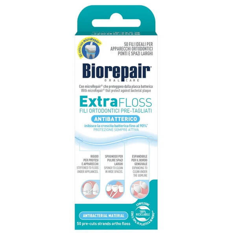 Biorepair Extra Floss wstępnie przycięte druty ortodontyczne 50 szt.: ceny i cechy