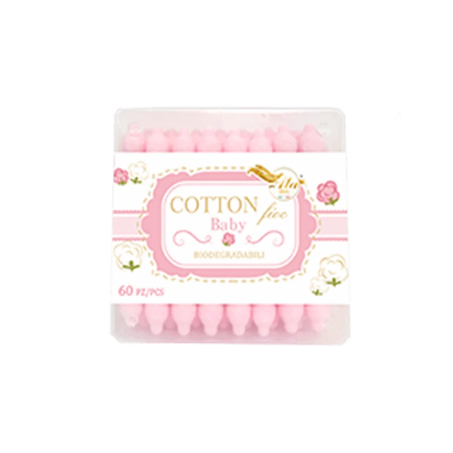 Baby-Wattestäbchen 60 Stück Rosa