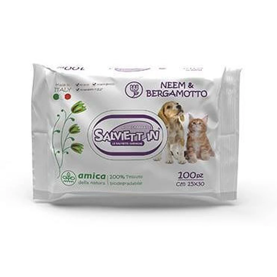 LINGETTES HYGIÉNIQUES BIODÉGRADABLES "XXL" CF. (100 PCS) NEEM & BERGAMOT