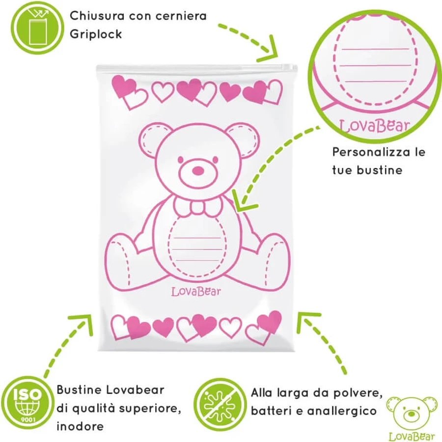 Lovabear 6 sachets layette - pink bear