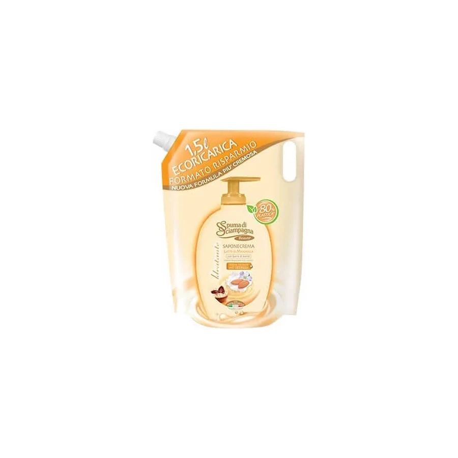 Mousse de sciampagna au lait d'amande - savon liquide - recharge 1,5L