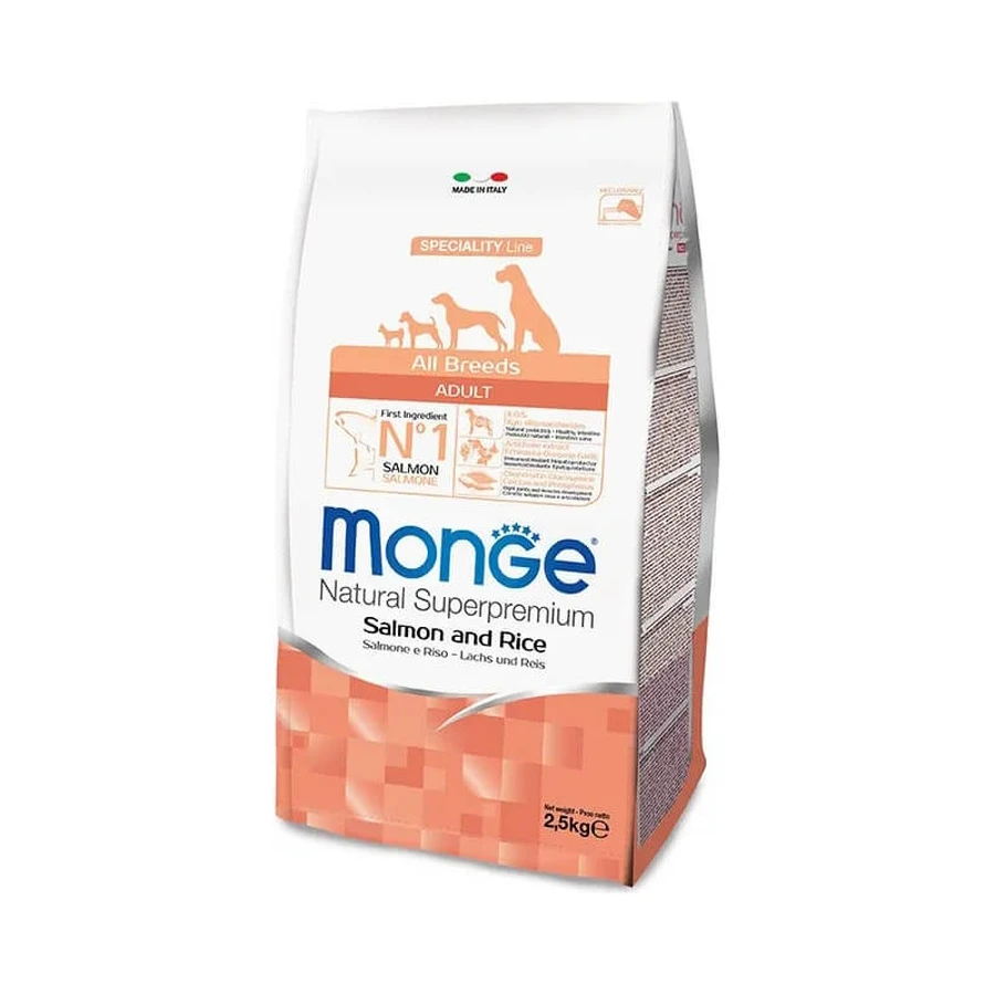 Monge Natural superpremium adult all breeds łosoś i ryż sucha karma dla psów 2,5 kg: ceny i cechy