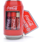 Lippenpflegestift Metalldose mit 6 Coca-Cola-Lippenpflegestiften in verschiedenen Duftrichtungen