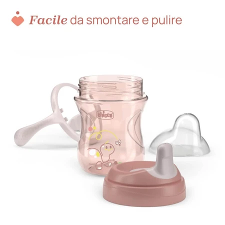 Chicco tazza training - beccuccio antigoccia con manici removibili rosa 6m+