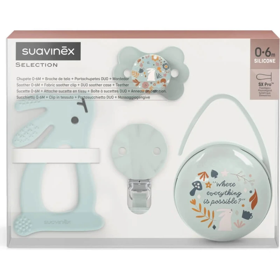Suavinex wonderland - 4-elementowy zestaw upominkowy dla niemowląt - jasnoniebieski: ceny i cechy