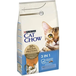 Purina cat chow 3 in 1 turkey - aliment complet pour chats adultes stérilisés 1,5 kg