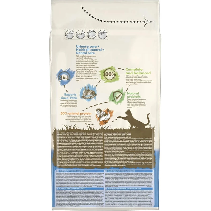 Purina cat chow 3 in 1 turkey - aliment complet pour chats adultes stérilisés 1,5 kg