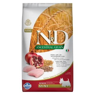 Farmina N&amp;d ancestral grain senior mini pui și rodie - hrană completă pentru câini mici seniori 2,5 kg