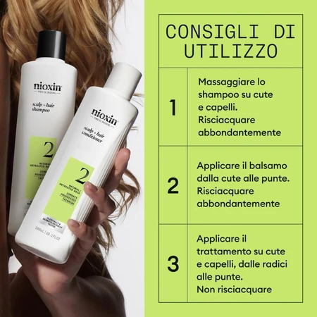 Nioxin System 2 kit - volumizing shampoo 300 ml + conditioner 300 ml + treatment 100 ml box set