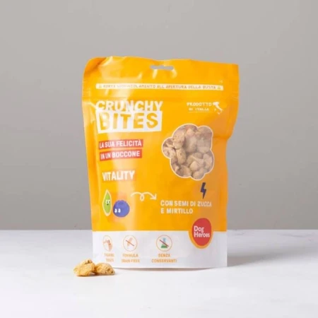 Hundehelden Crunchy Bites Vitality - Snacks für Hunde Kürbiskerne und Heidelbeeren 80 gr