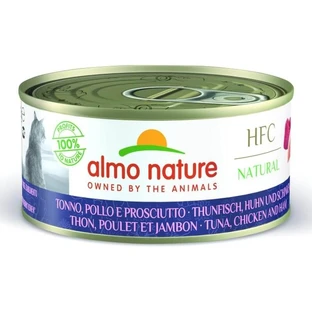 Almo nature Hfc natural Thunfisch, Huhn und Schinken - Nassfutter für ausgewachsene Katzen 150 gr