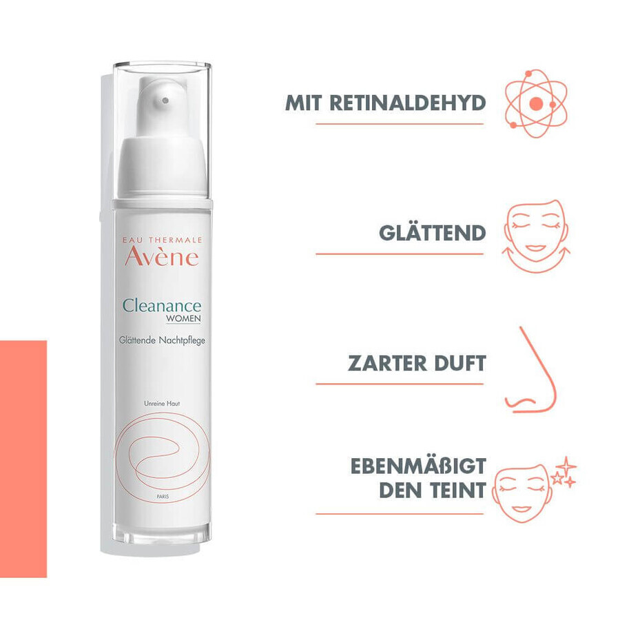 Crema de noche alisante Cleanance Women , 30 ml, Avene