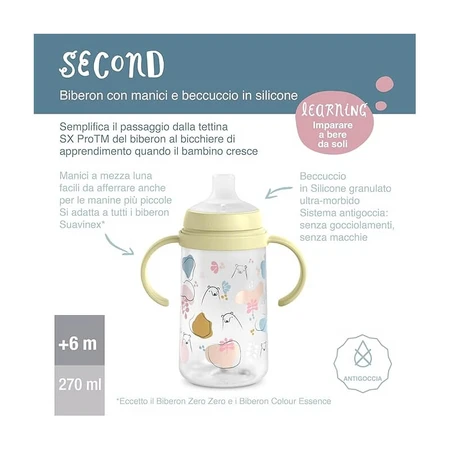 Suavinex wild&amp;free - learning cup with spout and silicone handles, removable and protective lid 270 ml