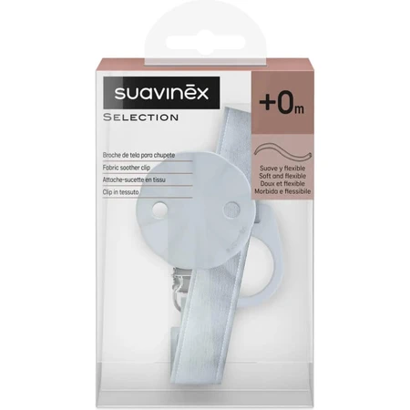 Suavinex wonderland - fabric pacifier holder clip - light blue