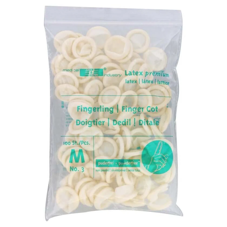 Doigtiers en latex taille 3 moyen 100 pcs