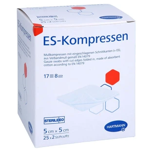 Es-compresses stériles 5x5 cm 8 plis 25X2 pcs.