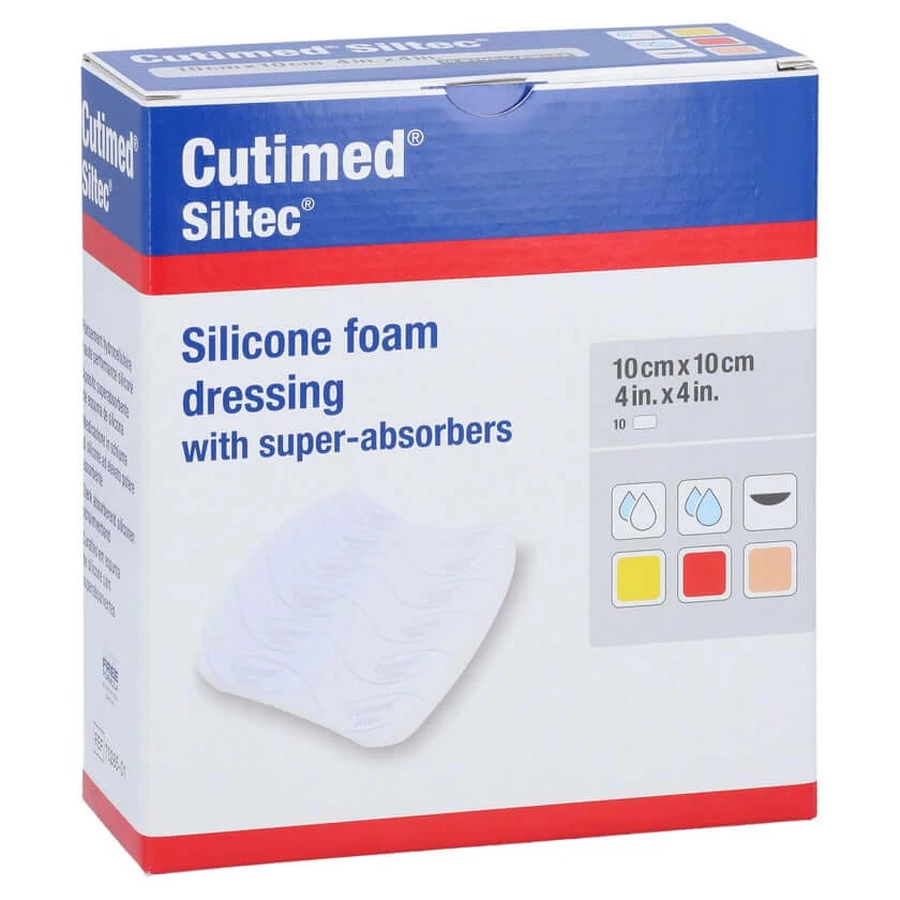 Cutimed Siltec pansement mousse 10x10 cm pas 10 pcs.