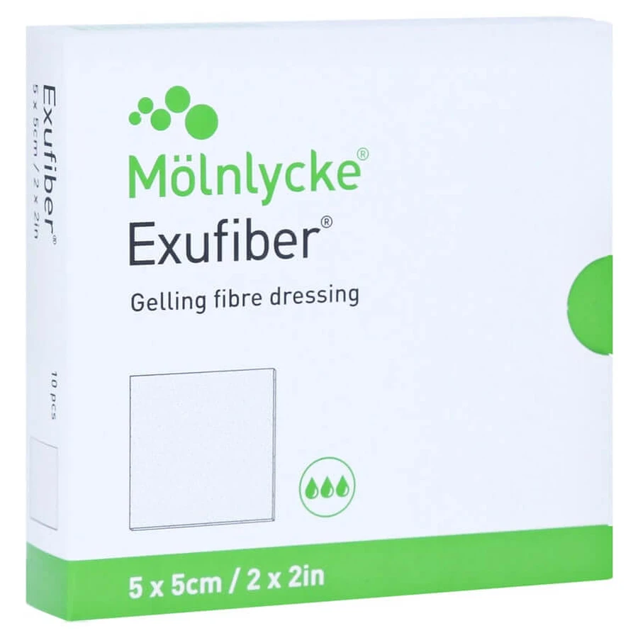 Exufiber 5x5 cm żelowy opatrunek włóknisty 10 szt.: ceny i cechy