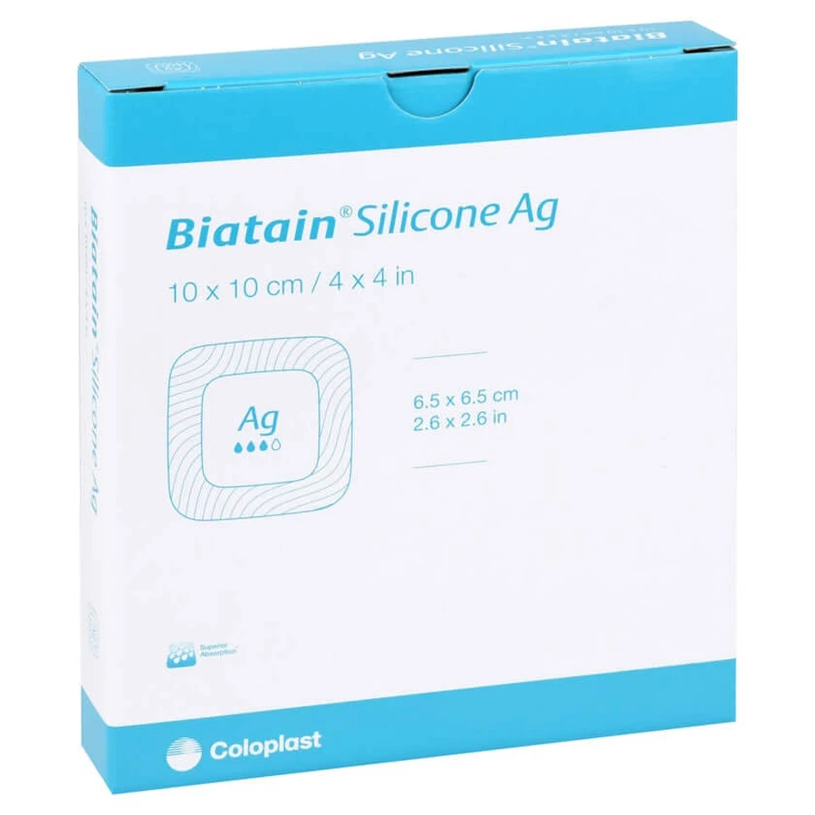 Biatain Silicone Ag foam dressing 10x10 5 pcs.