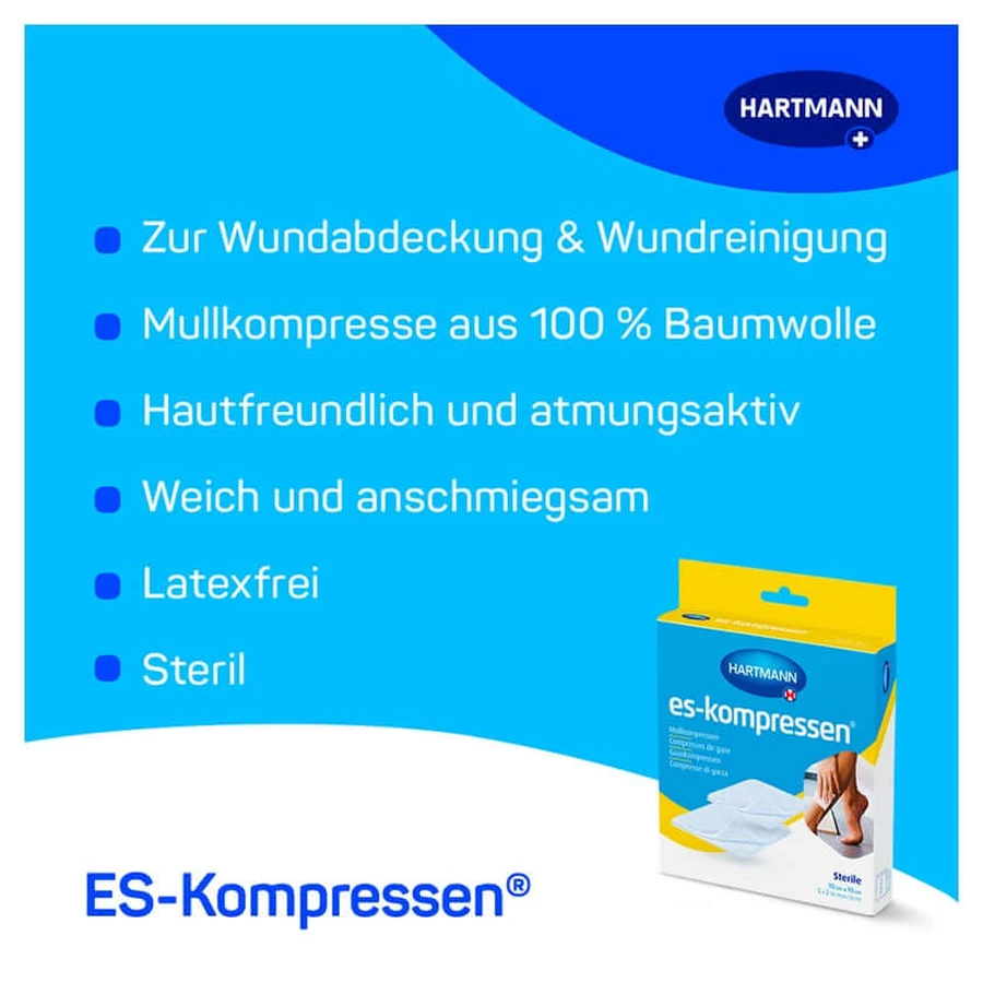 ES Compresses Sterile 10x10cm 8-ply 17-thread 5X2 pcs.