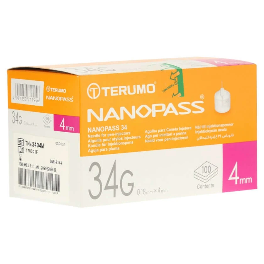 Terumo Nanopass 34 Pen Cannula 34 G 0,18x 100 szt.: ceny i cechy