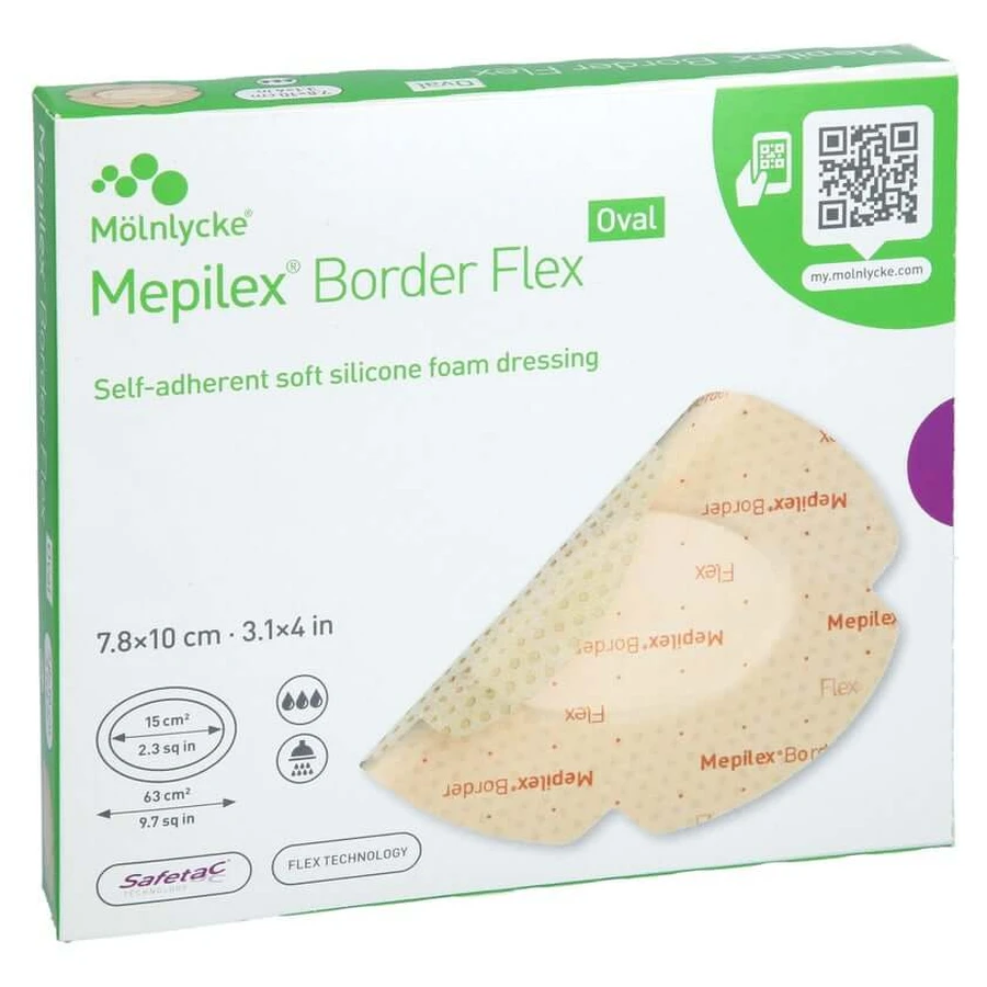 Mepilex Border Flex zelfklevend schuimverband 7,8x10 cm ovaal 5 st.
