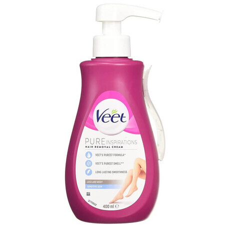 Crème dépilatoire à l'aloe vera et à la vitamine E pour les peaux sensibles Silk Fresh, 400 ml, Veet