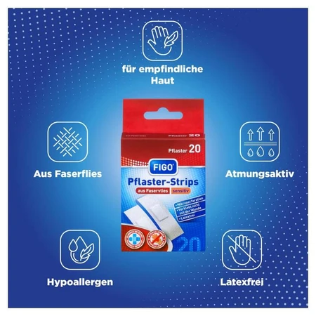 FIGO pleisterstrips gevoelig vezelvlies 20 stuks.