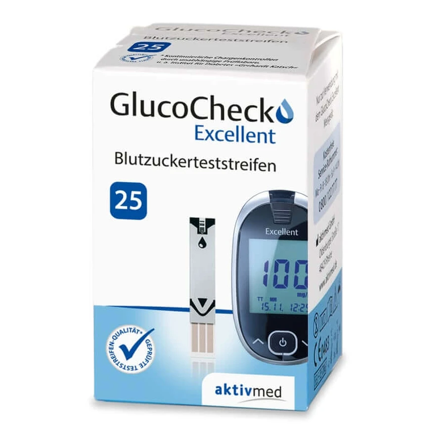 GlucoCheck Excelente benzi de testare a glicemiei 25 buc.