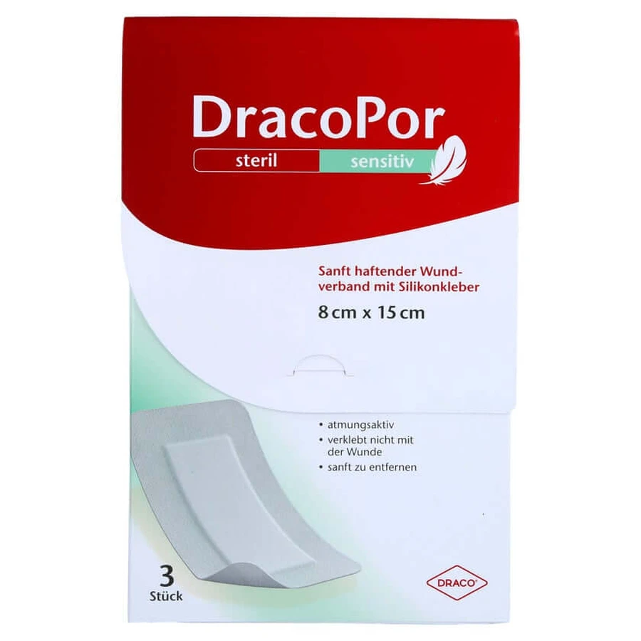 Dracopor Sensitive 8x15 cm stérile avec silicone 3 pcs