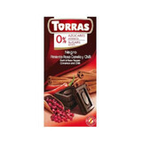 Chocolate negro con pimienta roja, canela y chile azúcar y sin gluten 75g TORRAS