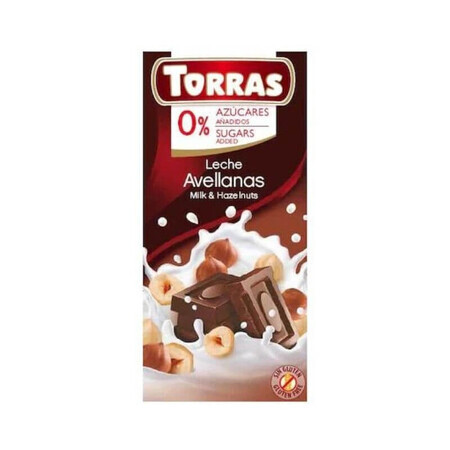 Chocolate con leche y avellanas sin azúcar ni gluten 75g