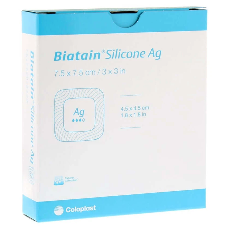 Biatain silicon Ag spumă pansament 7.5x7, 5 buc.