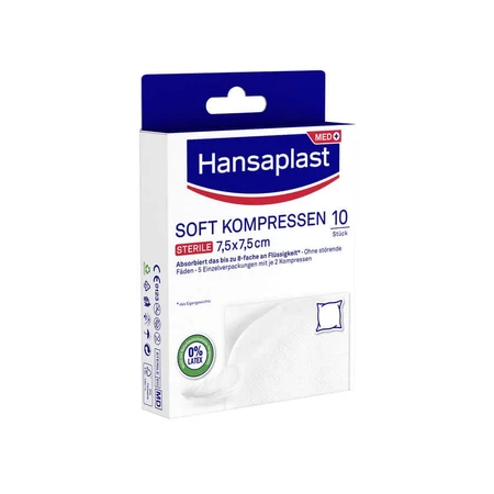 Hansaplast Soft Kompressen Steril 7.5x7.5cm 5X2 St