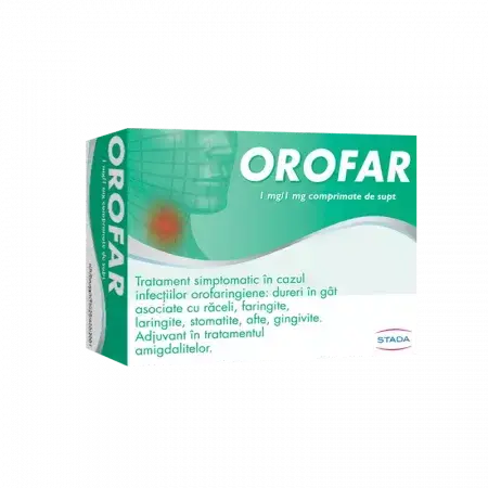 Orofar, 1 mg/1 mg, 24 comprimidos para chupar, Stada